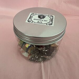 Silver & Gold Mystery Jewelry Jar with Assorted Accessories